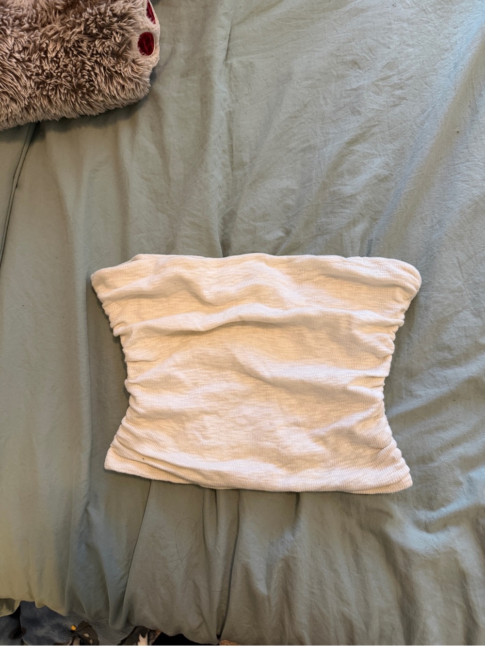 Free People Strapless White Ribbed Tube Top